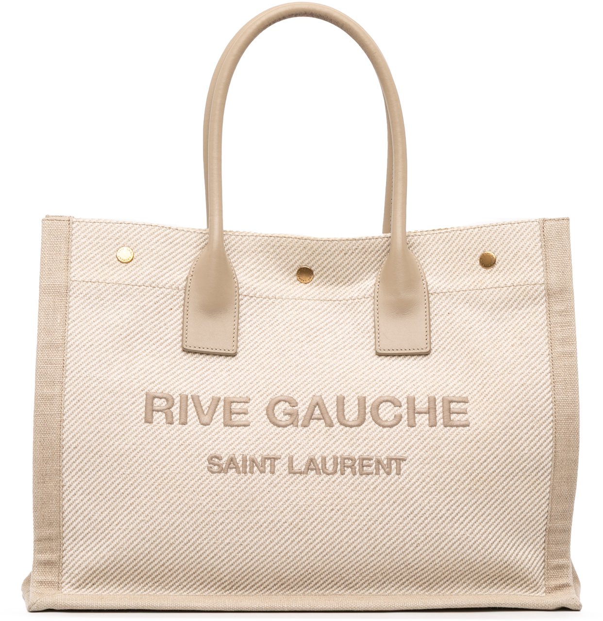 Saint Laurent Small Canvas Rive Gauche Tote Bruin
