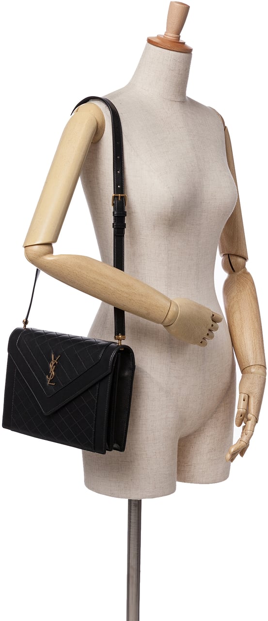 Saint Laurent Quilted Lambskin Gaby Shoulder Bag Zwart