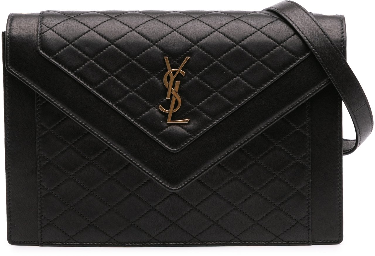 Saint Laurent Quilted Lambskin Gaby Shoulder Bag Zwart
