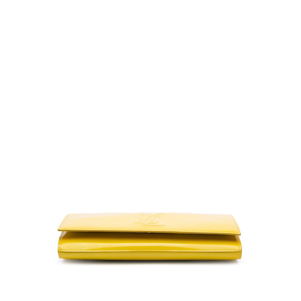 Saint Laurent Patent Belle Du Jour Clutch Geel