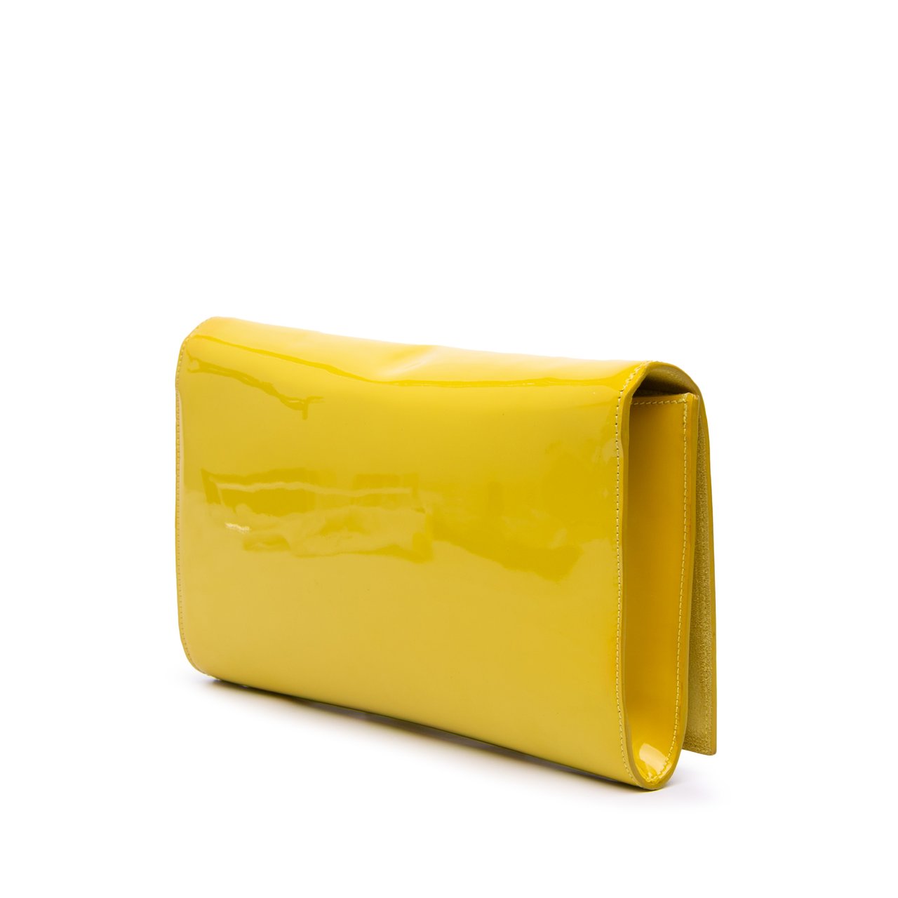 Saint Laurent Patent Belle Du Jour Clutch Geel