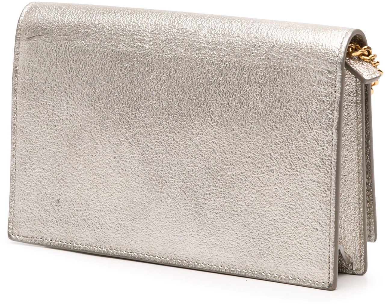Saint Laurent Metallic Calfskin Monogram Kate Tassel Wallet on Chain Goud