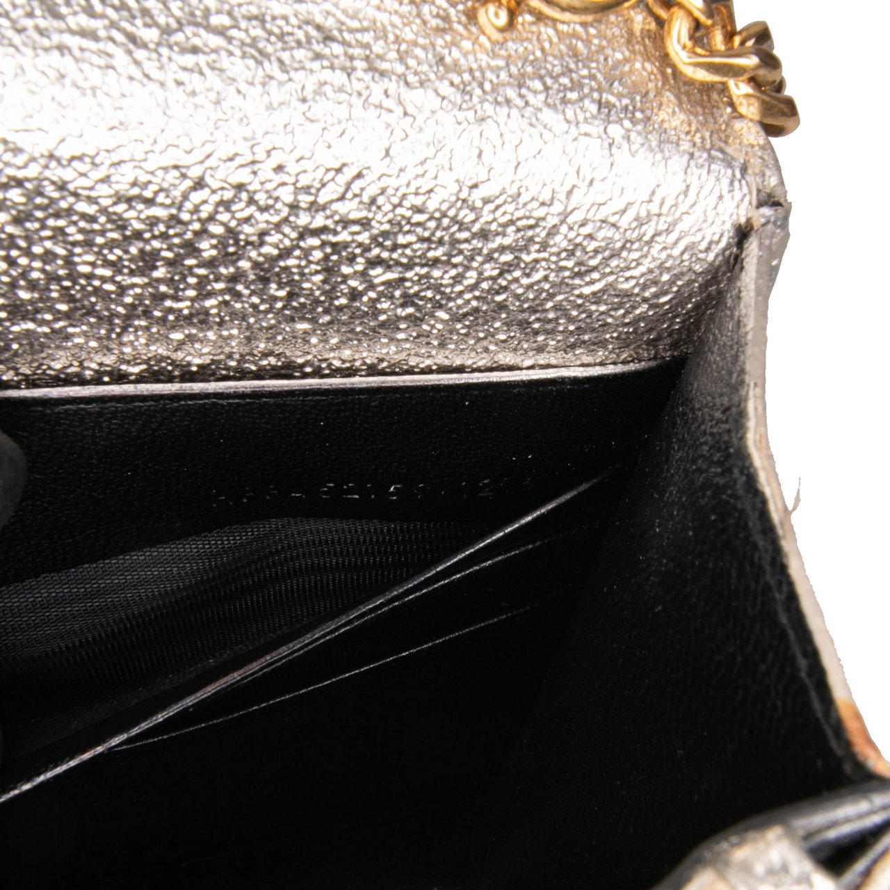 Saint Laurent Metallic Calfskin Monogram Kate Tassel Wallet on Chain Goud