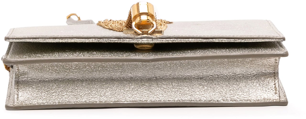 Saint Laurent Metallic Calfskin Monogram Kate Tassel Wallet on Chain Goud