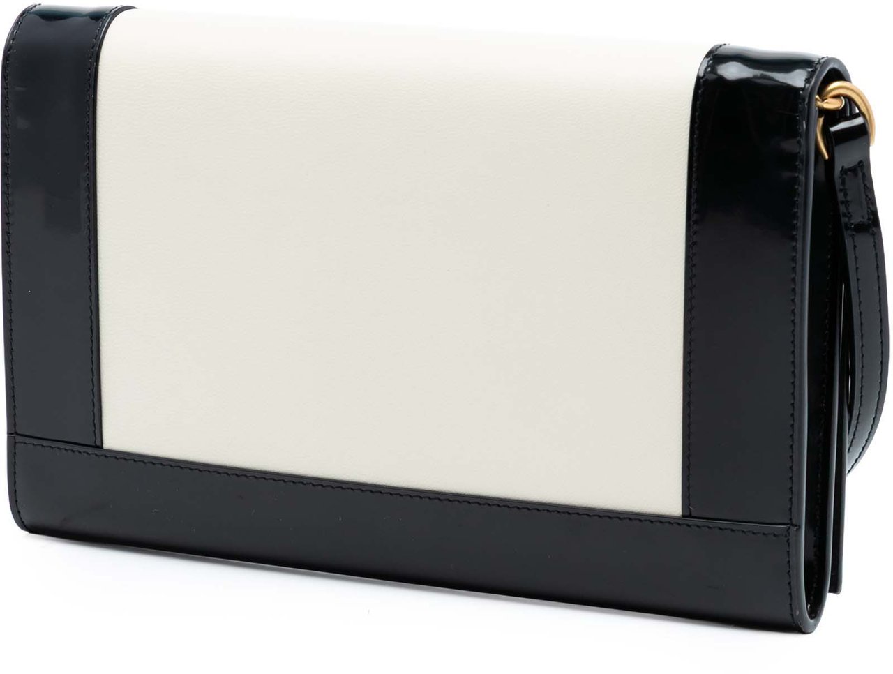 Saint Laurent Brushed Leather Trimmed Lambskin Cassandre Flap Pouch Wit