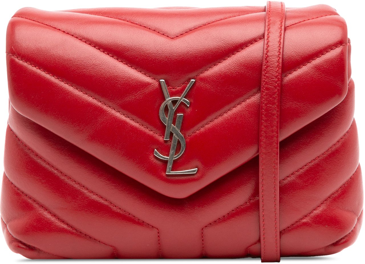 Saint Laurent Toy Matelasse Leather Monogram LouLou Crossbody Rood