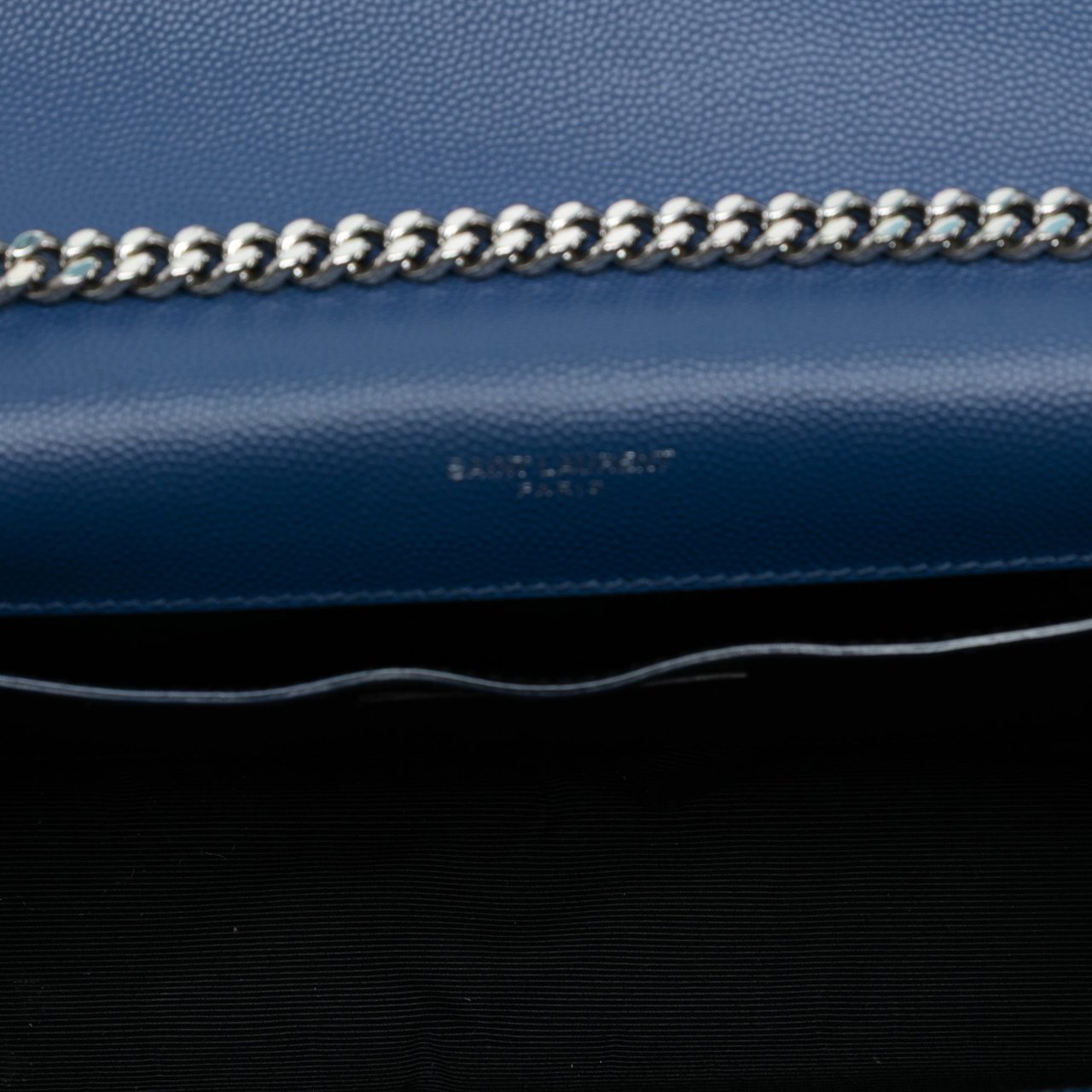 Saint Laurent Medium Grain De Poudre Monogram Kate Crossbody Blauw