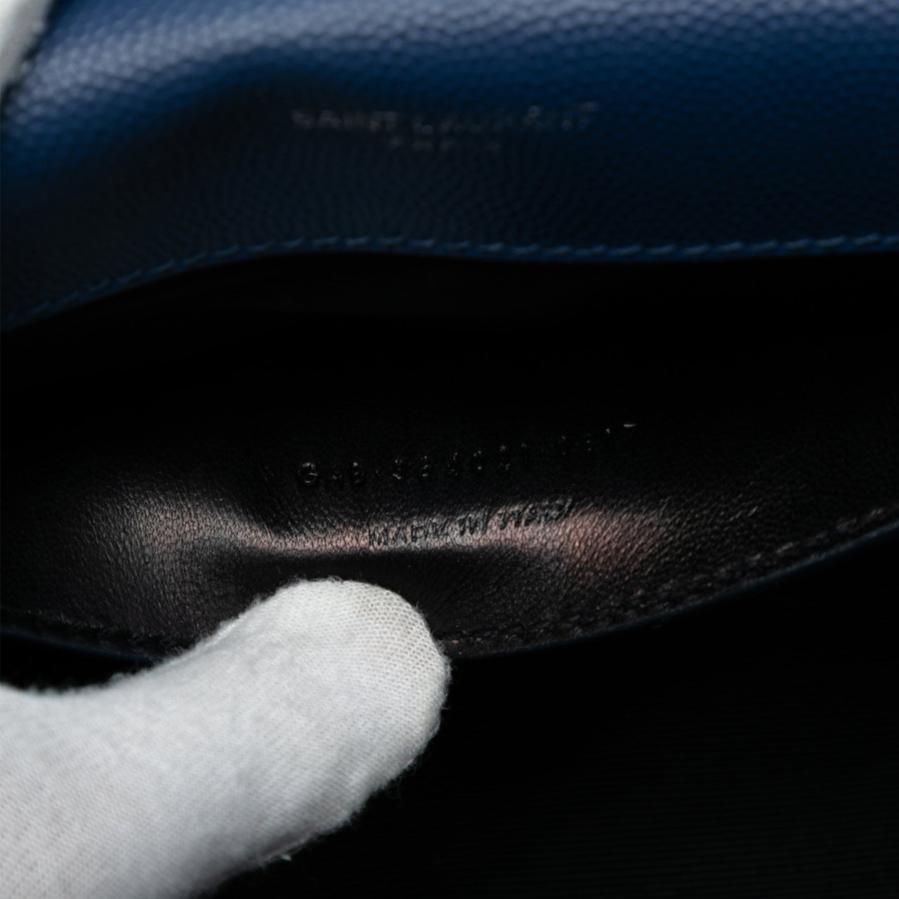 Saint Laurent Medium Grain De Poudre Monogram Kate Crossbody Blauw