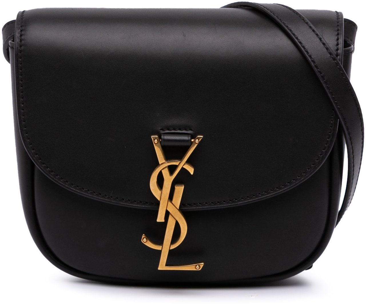 Saint Laurent Small Leather Monogram Kaia Crossbody Zwart