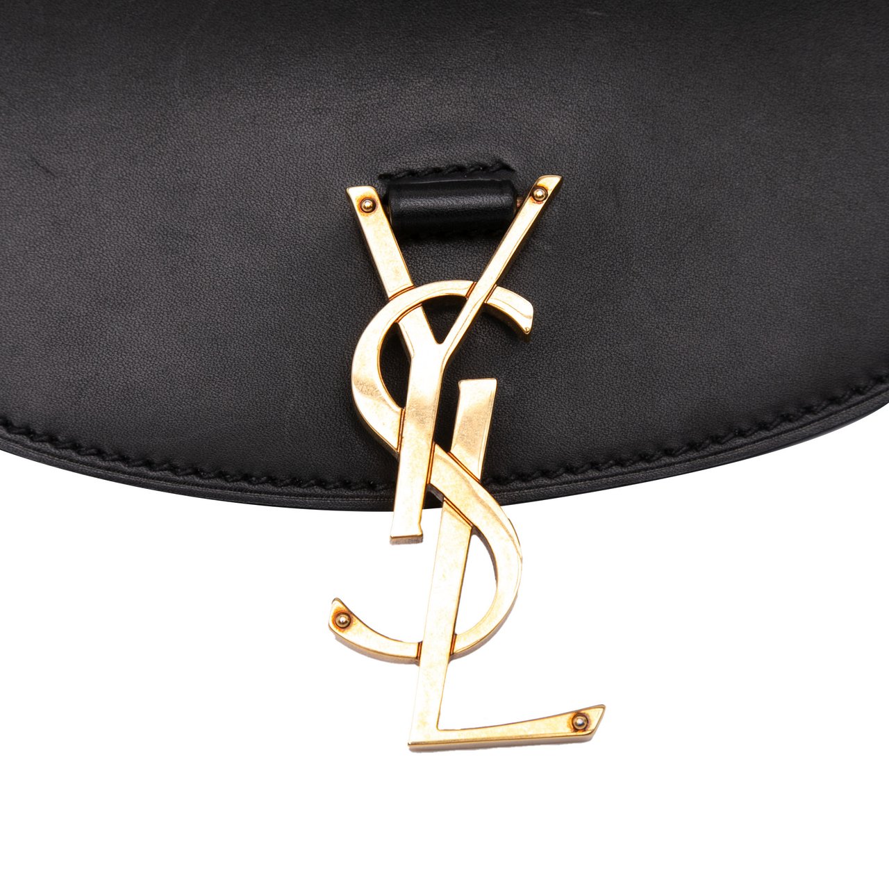 Saint Laurent Small Leather Monogram Kaia Crossbody Zwart