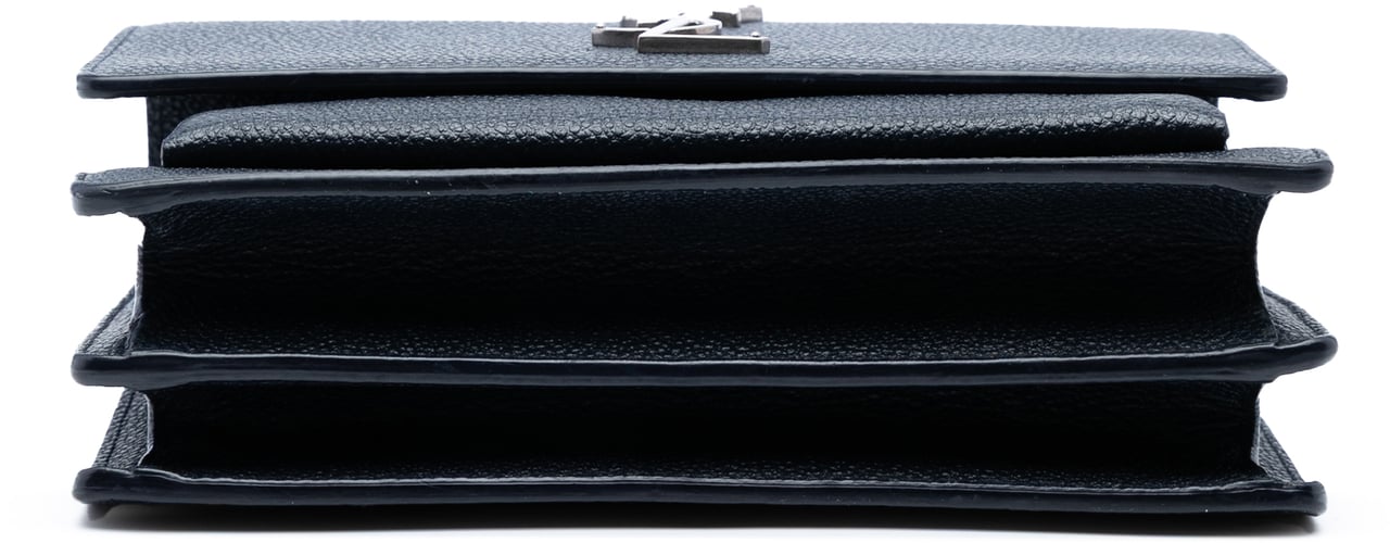 Saint Laurent Small Grained Calfskin Monogram Sunset Crossbody Blauw