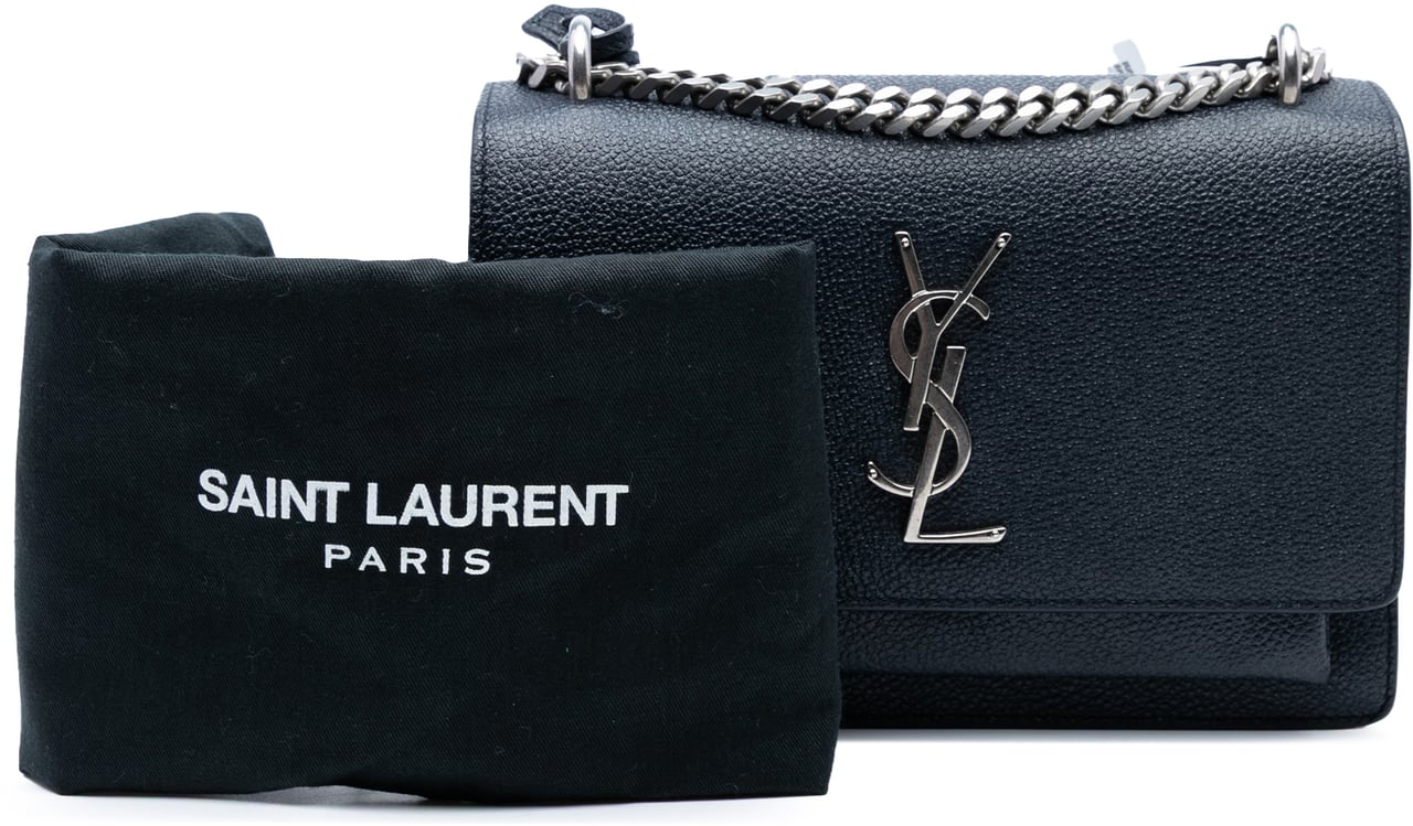 Saint Laurent Small Grained Calfskin Monogram Sunset Crossbody Blauw