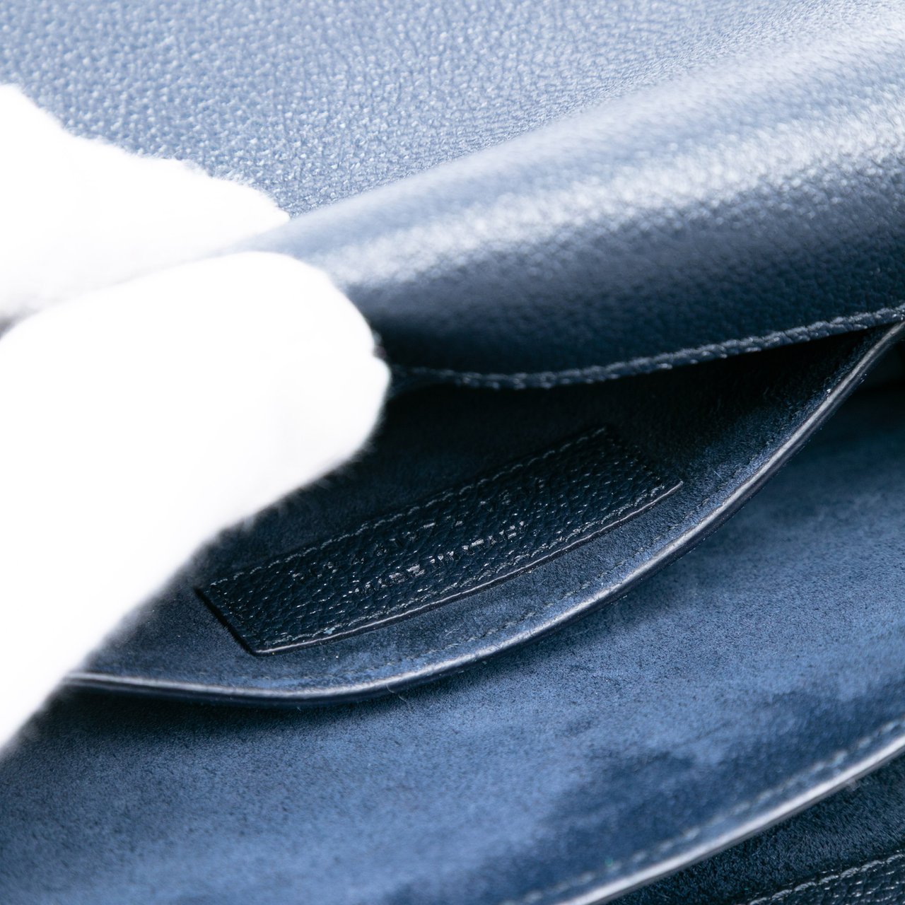 Saint Laurent Small Grained Calfskin Monogram Sunset Crossbody Blauw