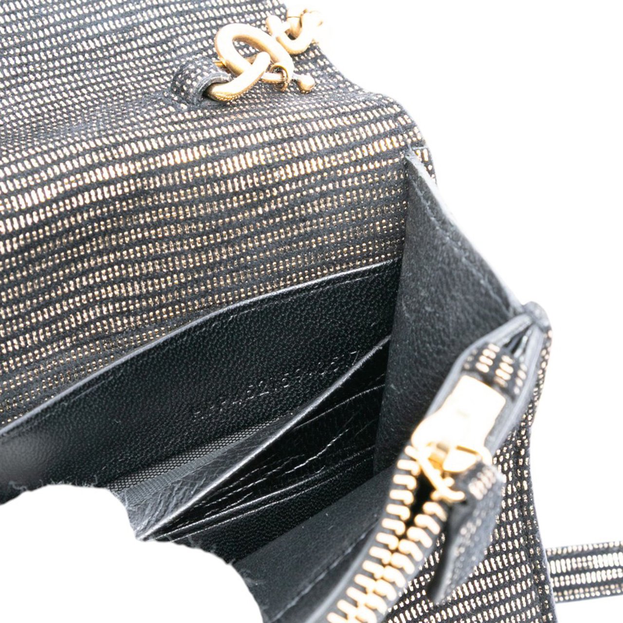 Saint Laurent Suede Monogram Kate Tassel Wallet on Chain Zwart