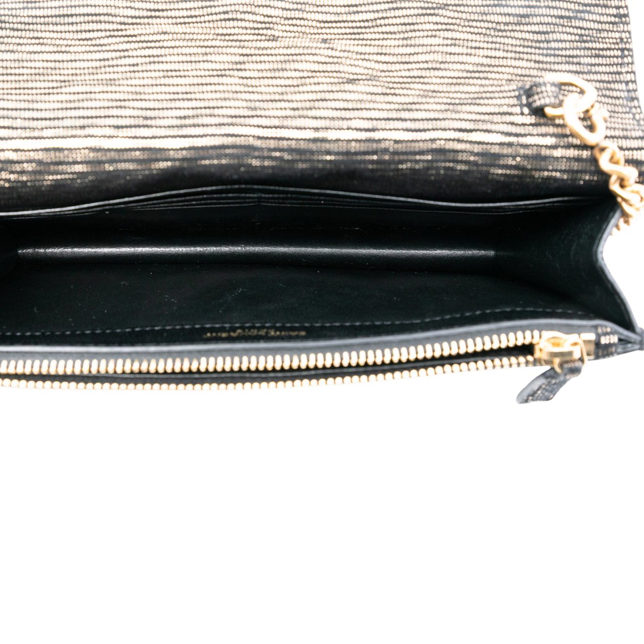 Saint Laurent Suede Monogram Kate Tassel Wallet on Chain Zwart