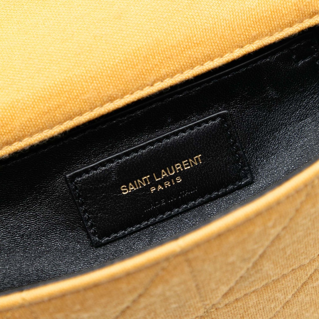 Saint Laurent Mini Jersey Wool Patchwork Jamie Crossbody Geel