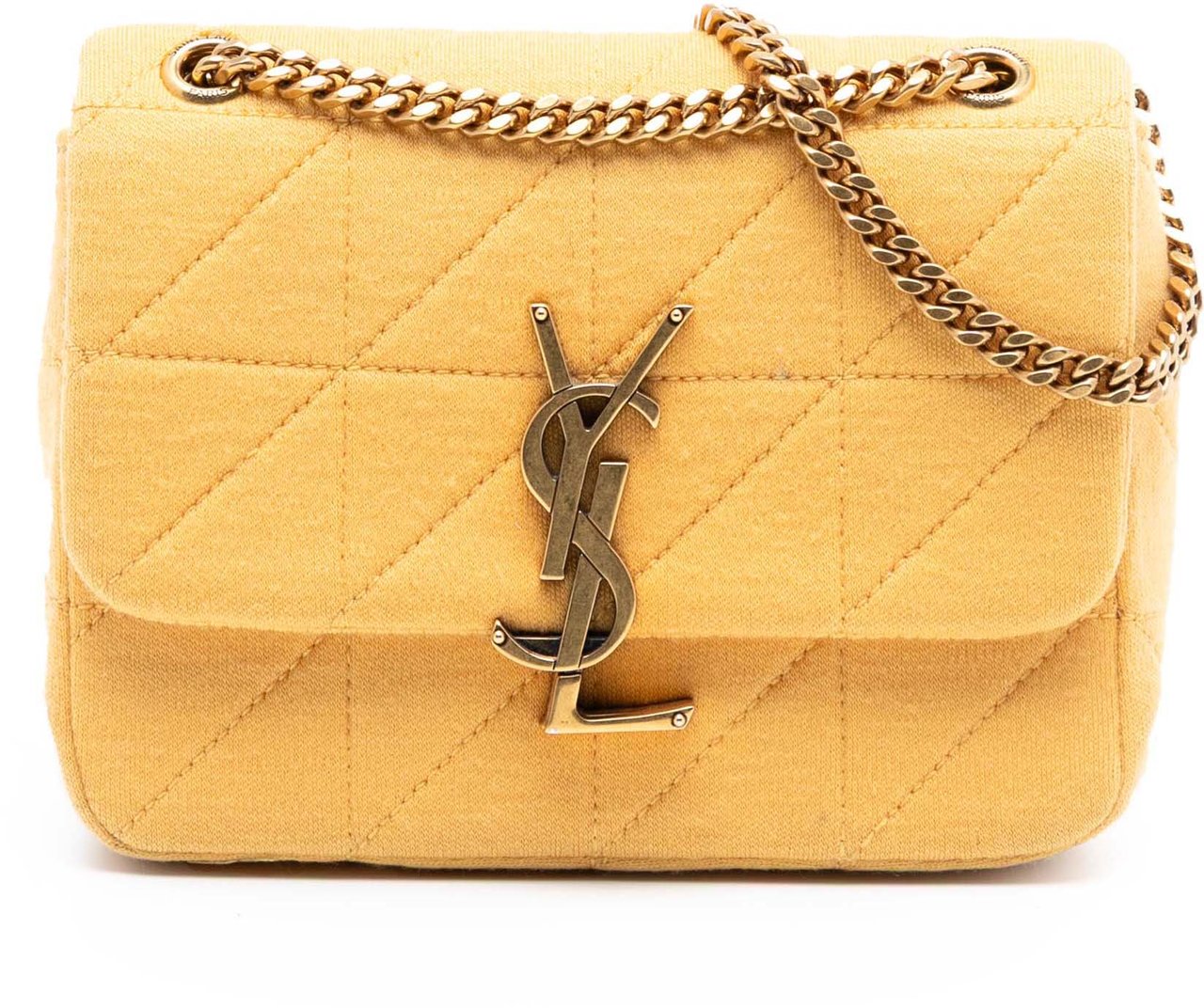 Saint Laurent Mini Jersey Wool Patchwork Jamie Crossbody Geel