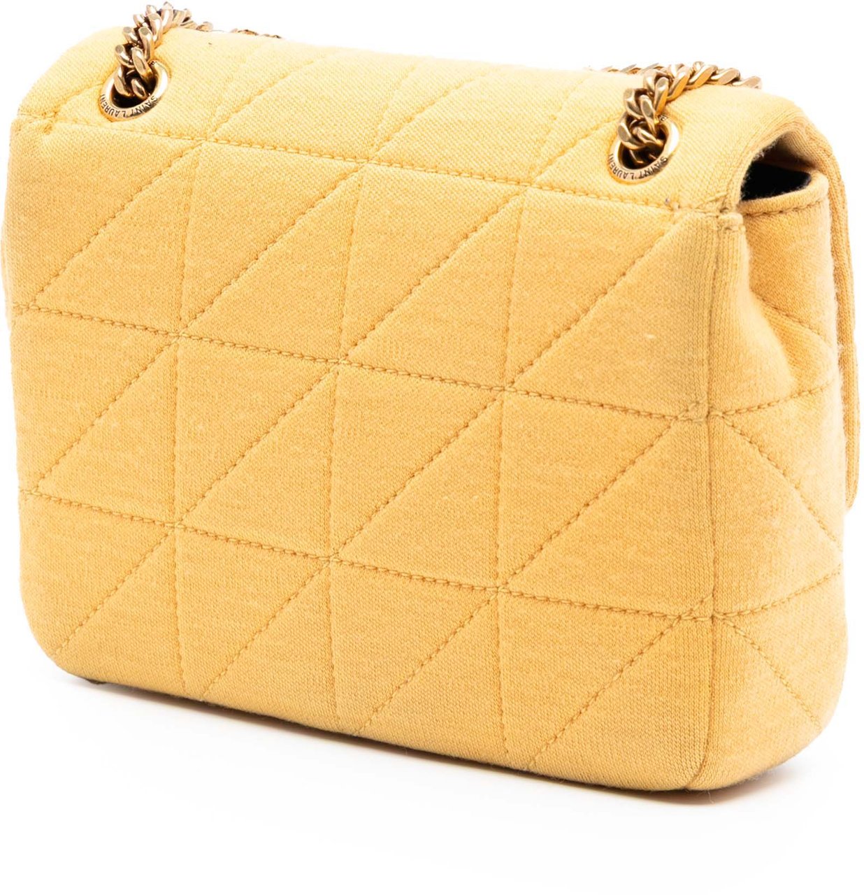 Saint Laurent Mini Jersey Wool Patchwork Jamie Crossbody Geel