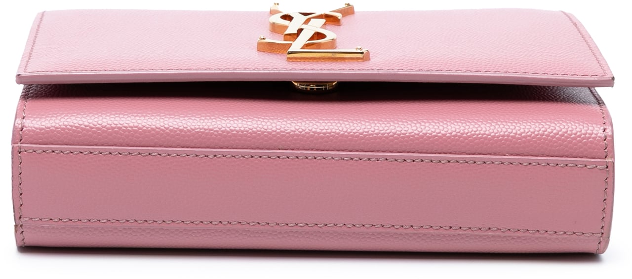 Saint Laurent Small Grain De Poudre Monogram Kate Crossbody Roze