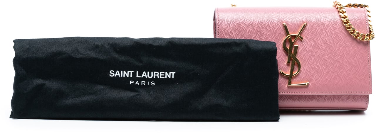 Saint Laurent Small Grain De Poudre Monogram Kate Crossbody Roze