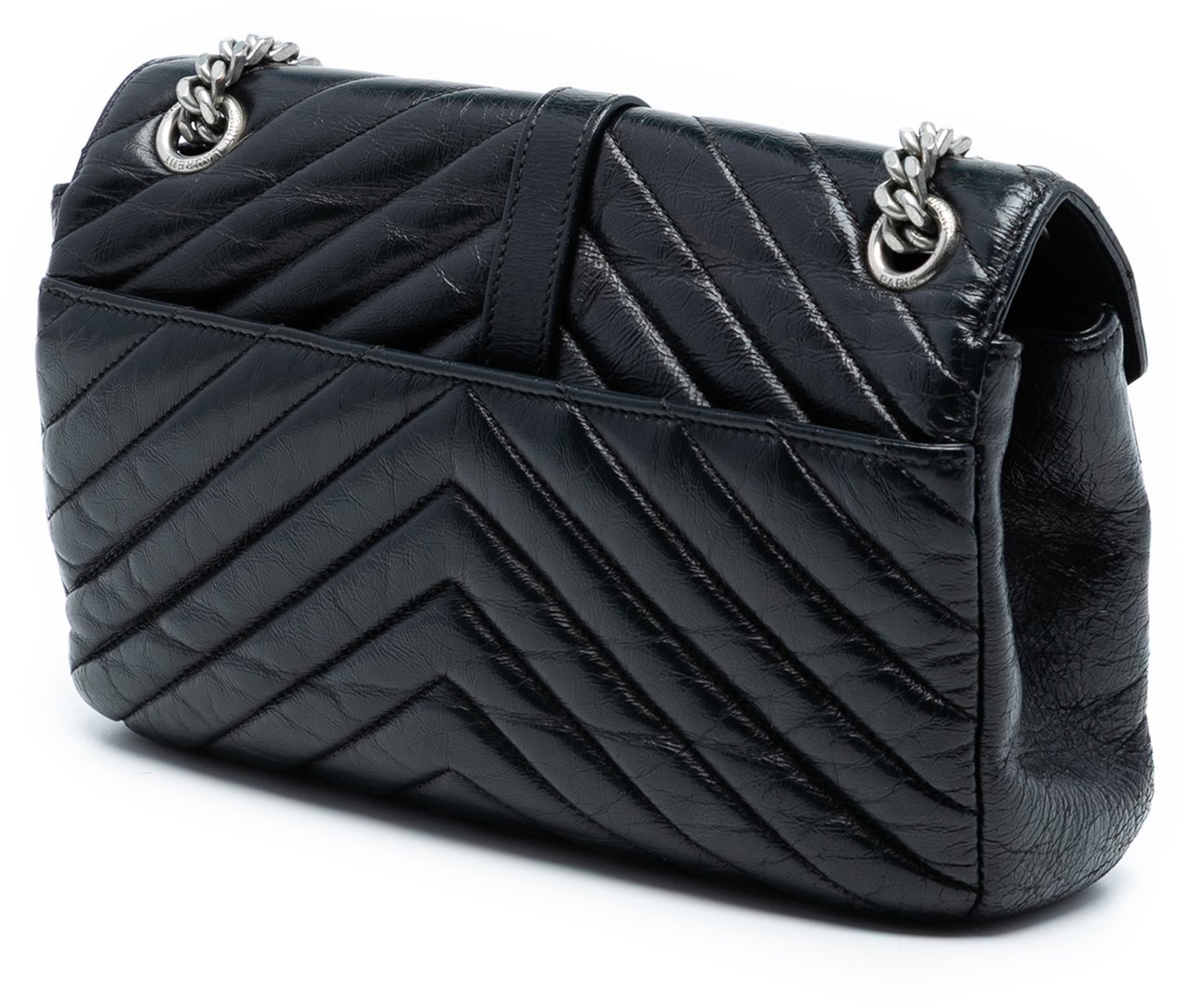 Saint Laurent Medium Crinkled Calfskin Punk Chain Bag Zwart