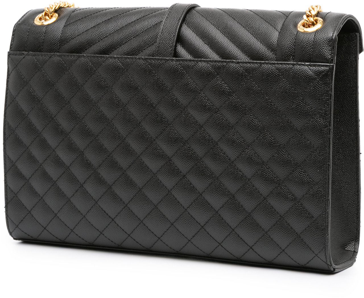 Saint Laurent Large Grain De Poudre Triquilt Monogram Envelope Bag Zwart