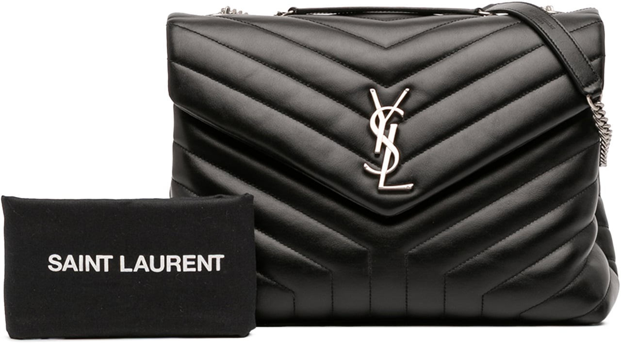 Saint Laurent Medium Matelasse Leather LouLou Shoulder Bag Zwart
