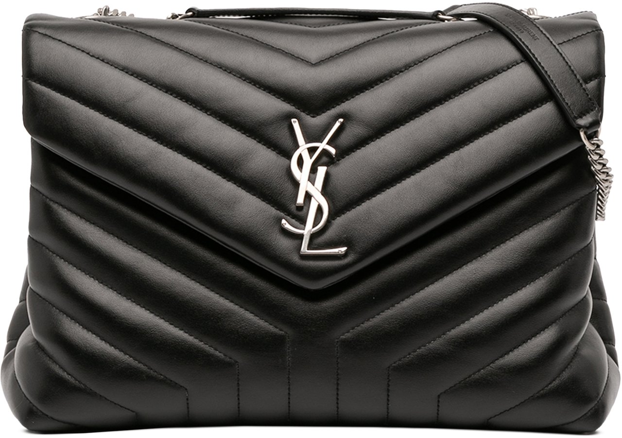 Saint Laurent Medium Matelasse Leather LouLou Shoulder Bag Zwart