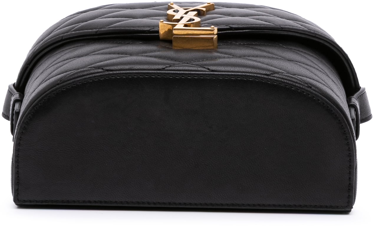 Saint Laurent Quilted Lambskin Monogram June Box Bag Zwart