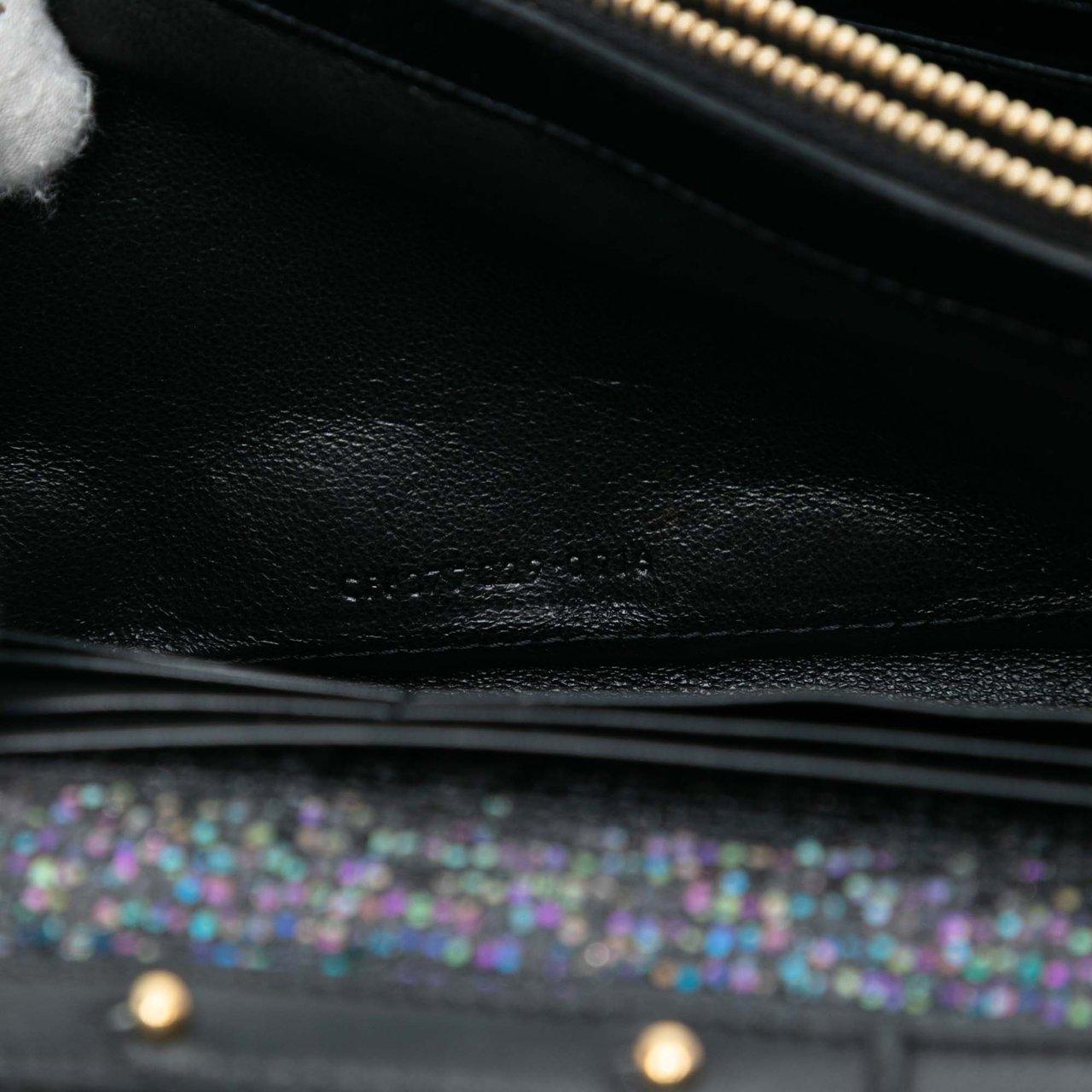 Saint Laurent Glitter Monogram Kate Wallet on Chain Zwart