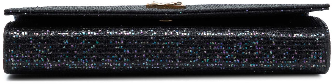 Saint Laurent Glitter Monogram Kate Wallet on Chain Zwart
