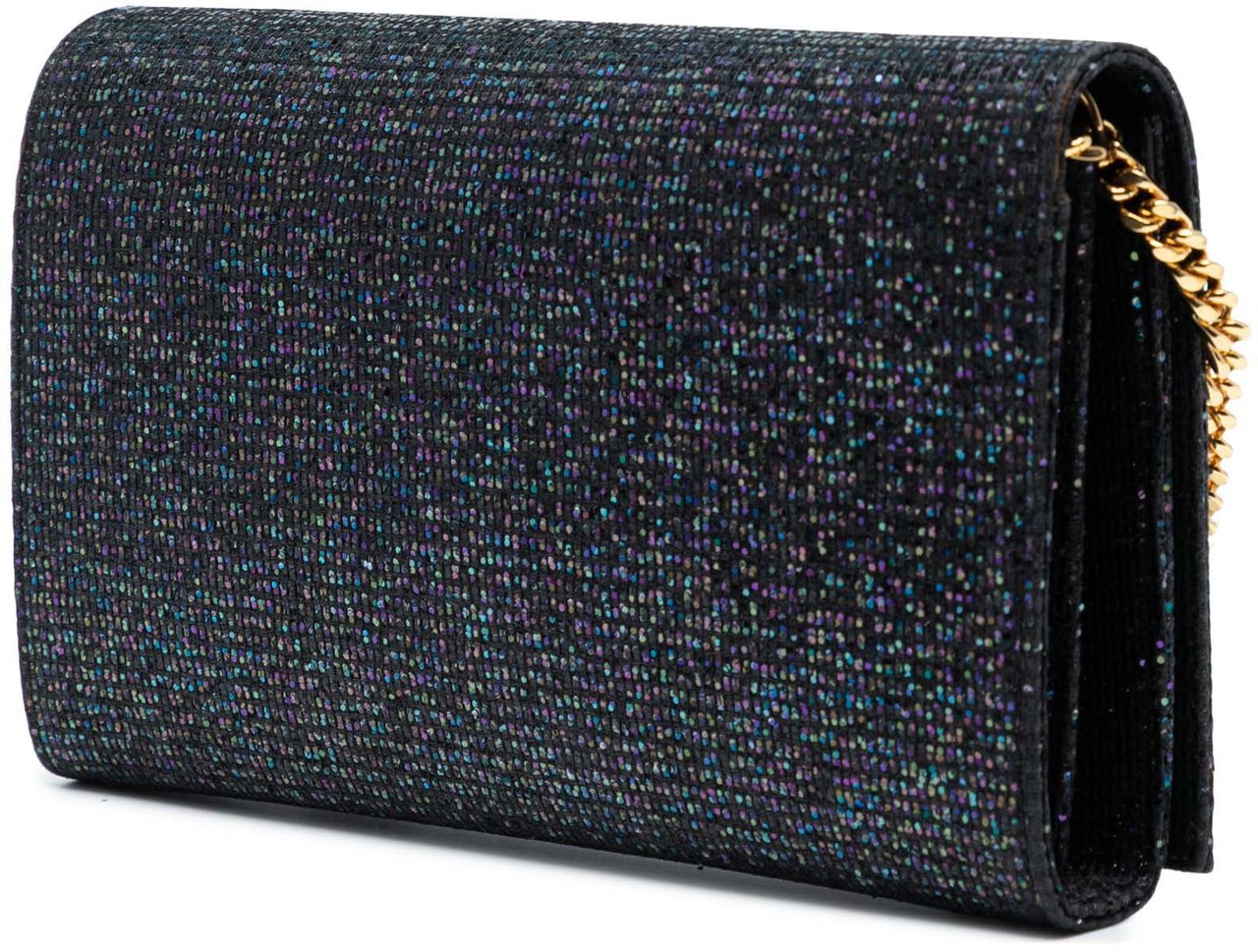 Saint Laurent Glitter Monogram Kate Wallet on Chain Zwart
