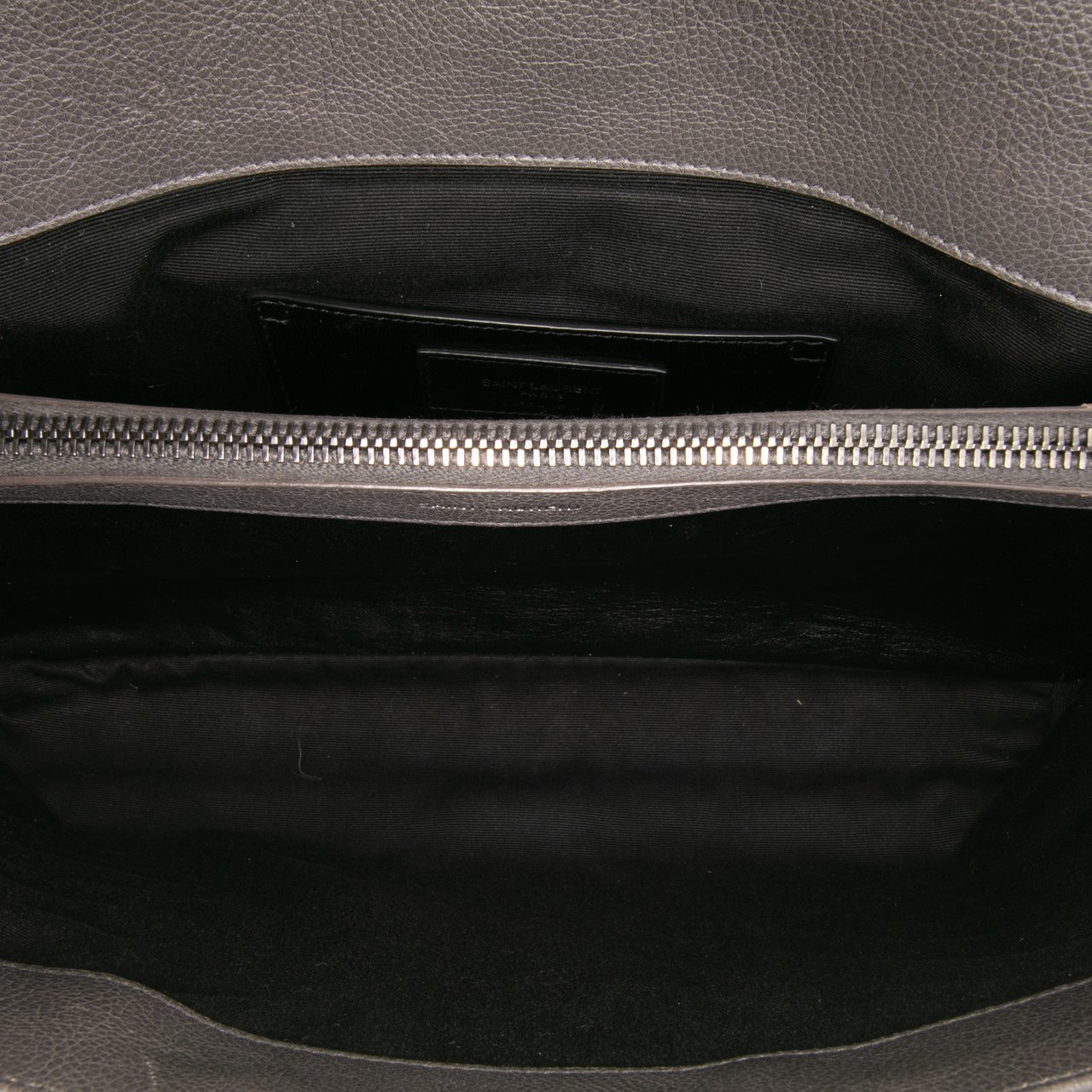 Saint Laurent Large Chevron Sheepskin Monogram College Bag Grijs