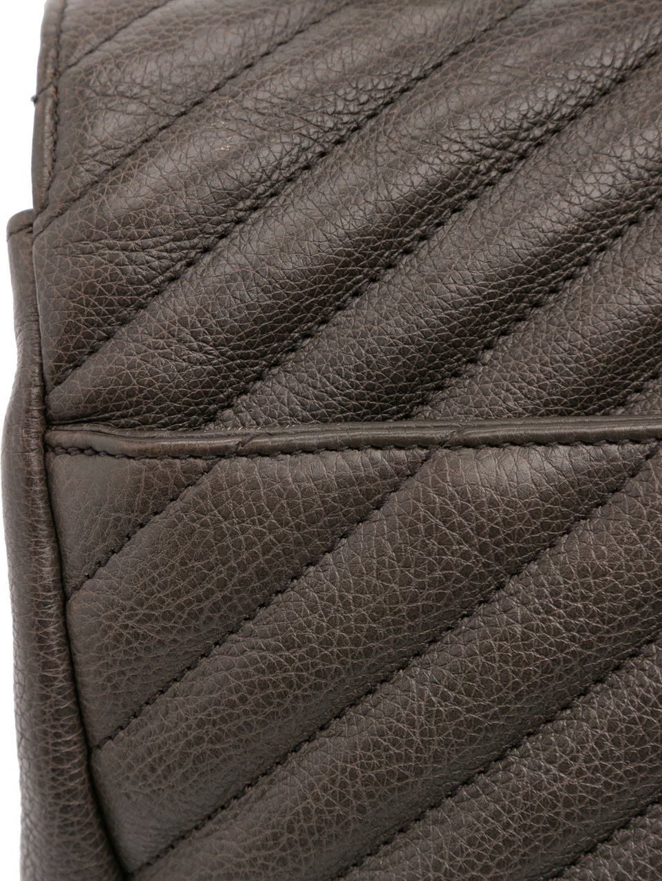 Saint Laurent Large Chevron Sheepskin Monogram College Bag Grijs