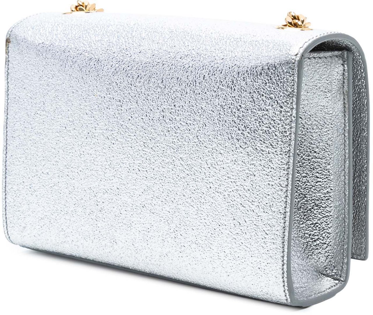 Saint Laurent Small Metallic Calfskin Classic Monogram Kate Crossbody Zilver