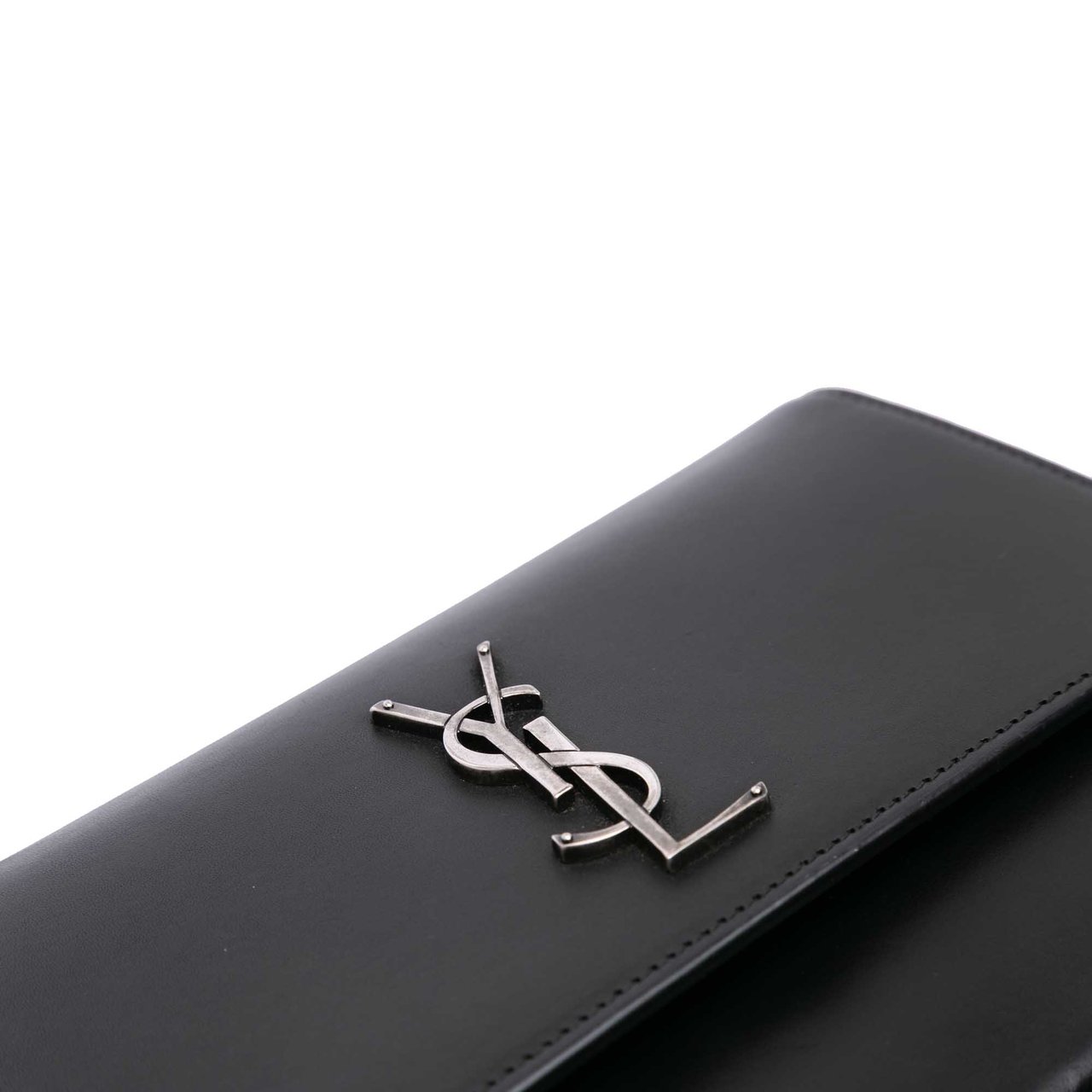 Saint Laurent Medium Leather Monogram Sunset Braided Strap Crossbody Zwart