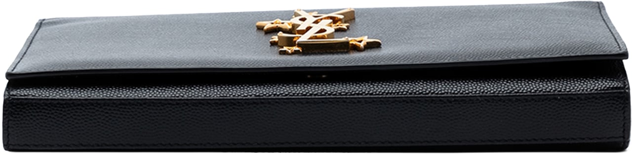 Saint Laurent Grain De Poudre Star Monogram Wallet On Chain Zwart