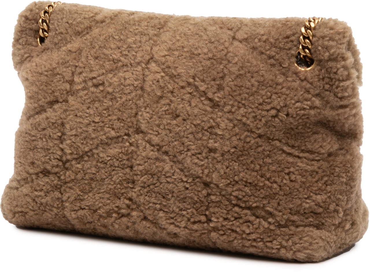 Saint Laurent Small Shearling Loulou Puffer Shoulder Bag Bruin