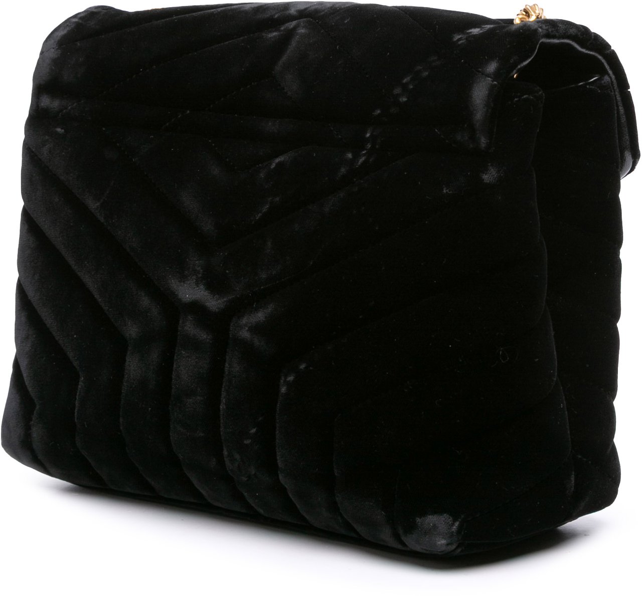 Saint Laurent Small Matelasse Velvet Monogram LouLou Crossbody Zwart