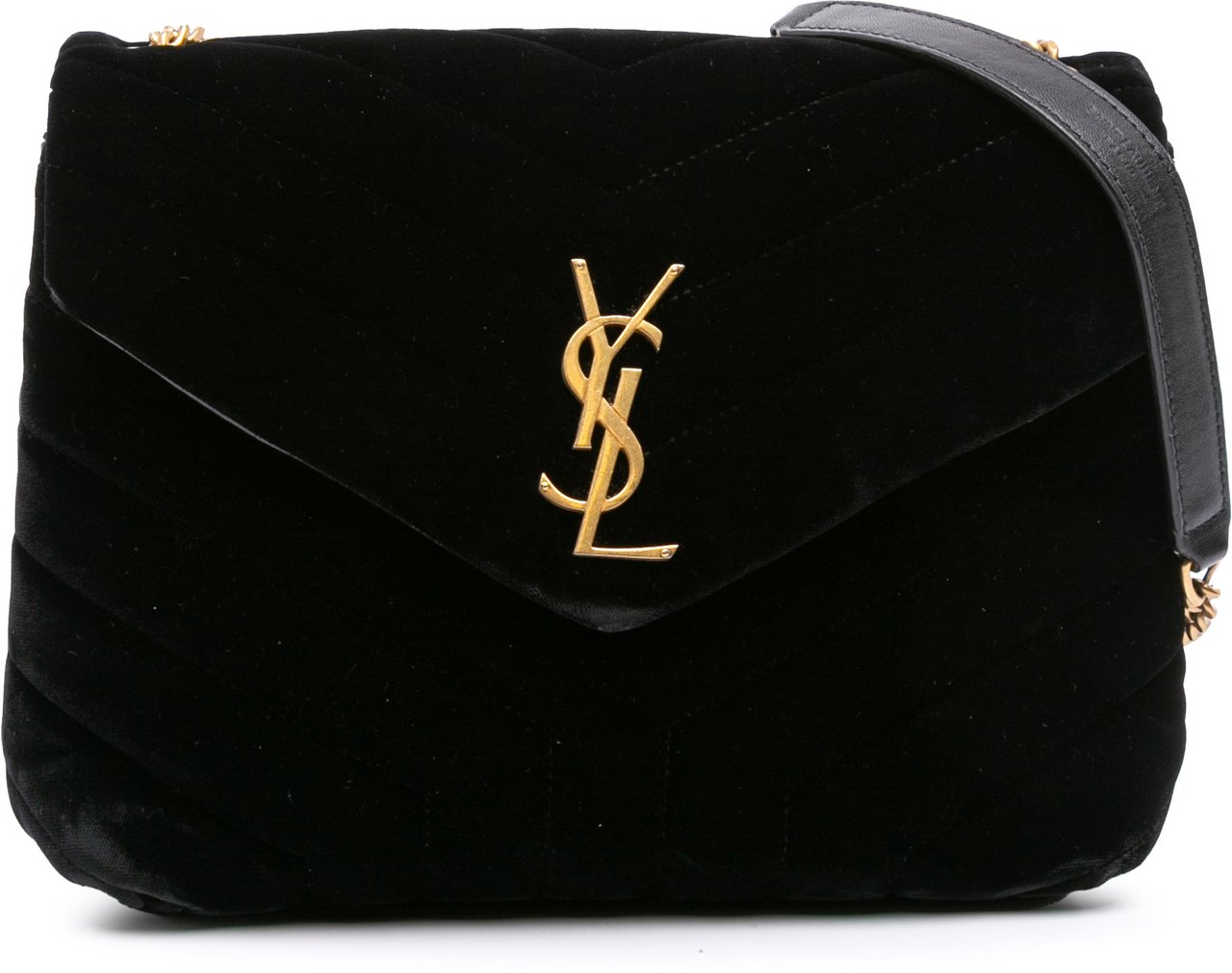 Saint Laurent Small Matelasse Velvet Monogram LouLou Crossbody Zwart