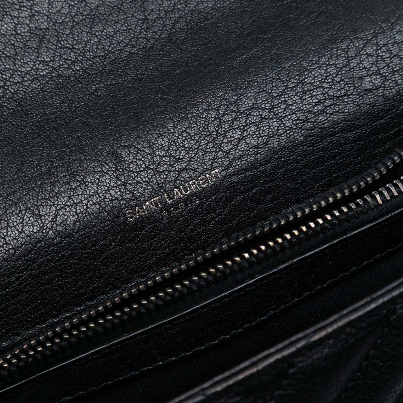 Saint Laurent Medium Chevron Sheepskin Monogram College Satchel Zwart