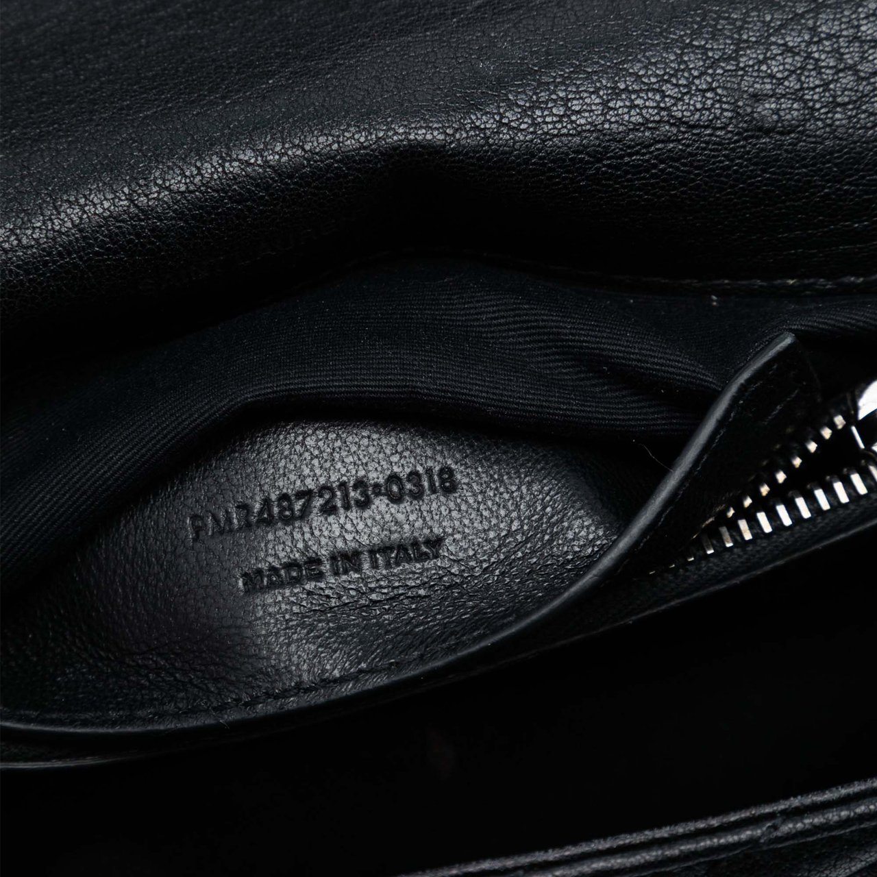 Saint Laurent Medium Chevron Sheepskin Monogram College Satchel Zwart