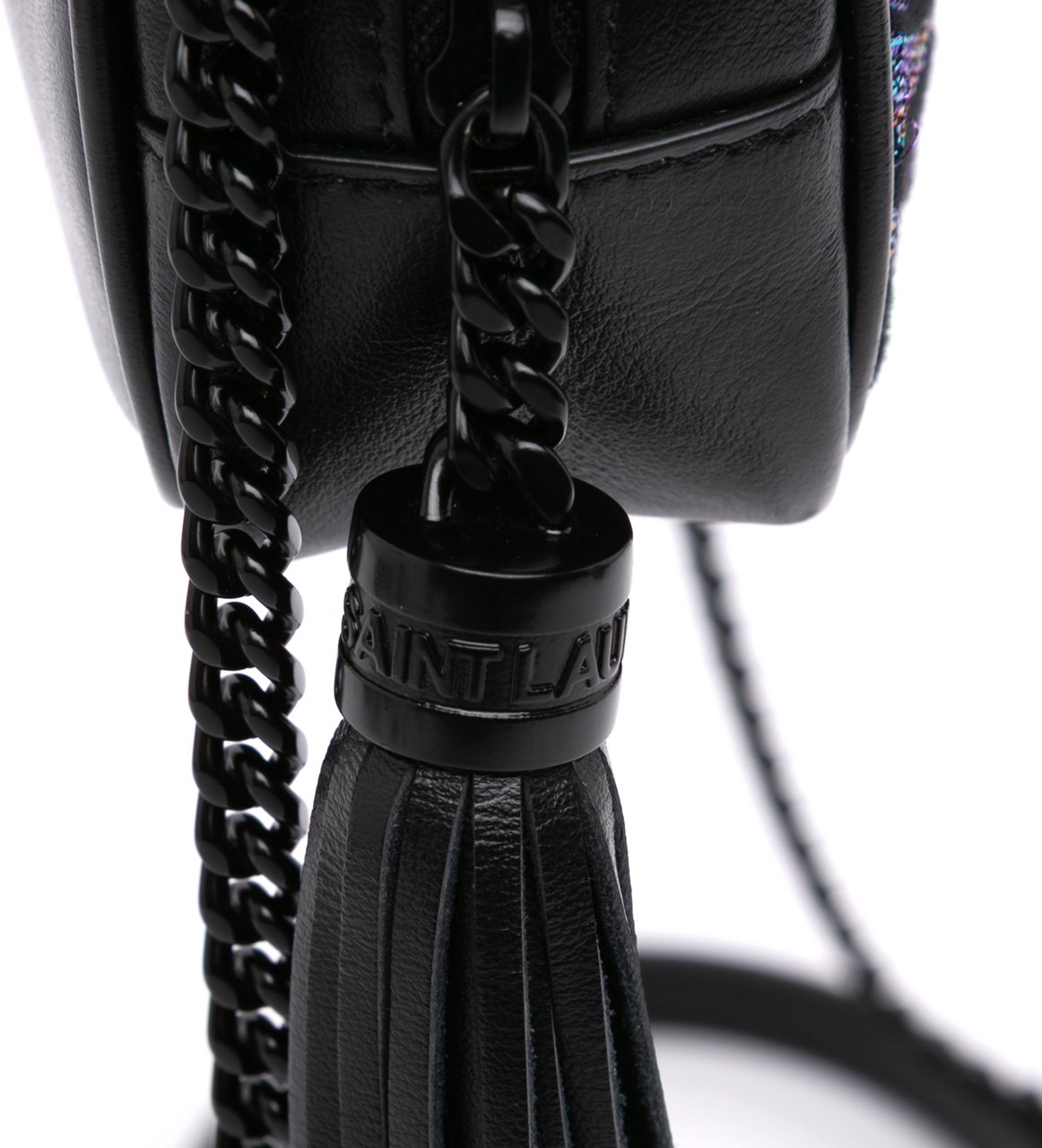 Saint Laurent Canvas Metallic Tiger Print Monogram Lou Camera Bag Zwart