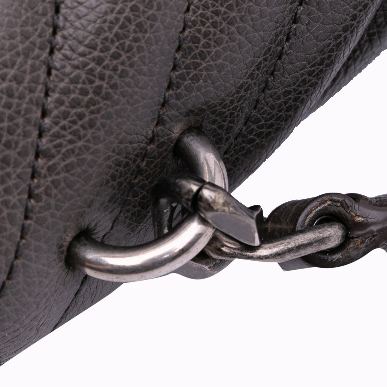 Saint Laurent Medium Quilted Chevron Sheepskin College Satchel Grijs