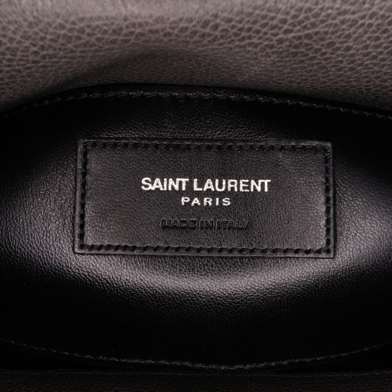 Saint Laurent Medium Quilted Chevron Sheepskin College Satchel Grijs