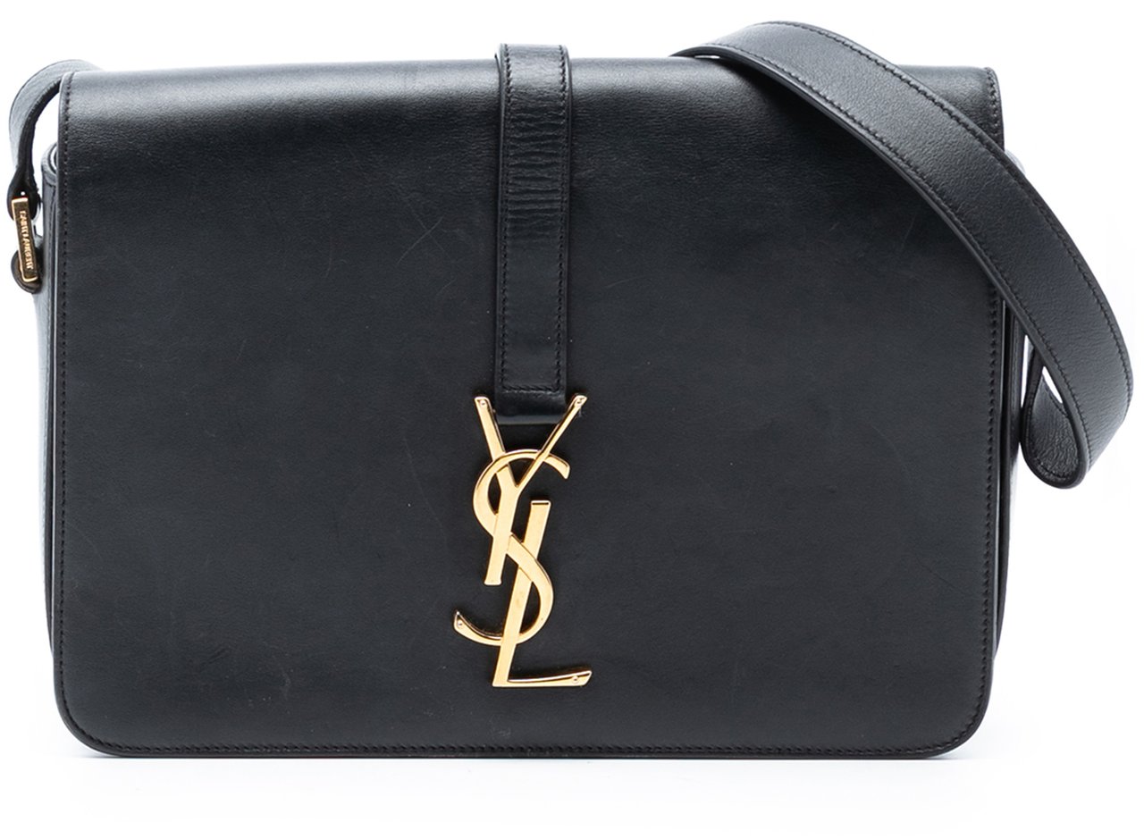 Saint Laurent Medium Leather Monogram Universite Bag Zwart