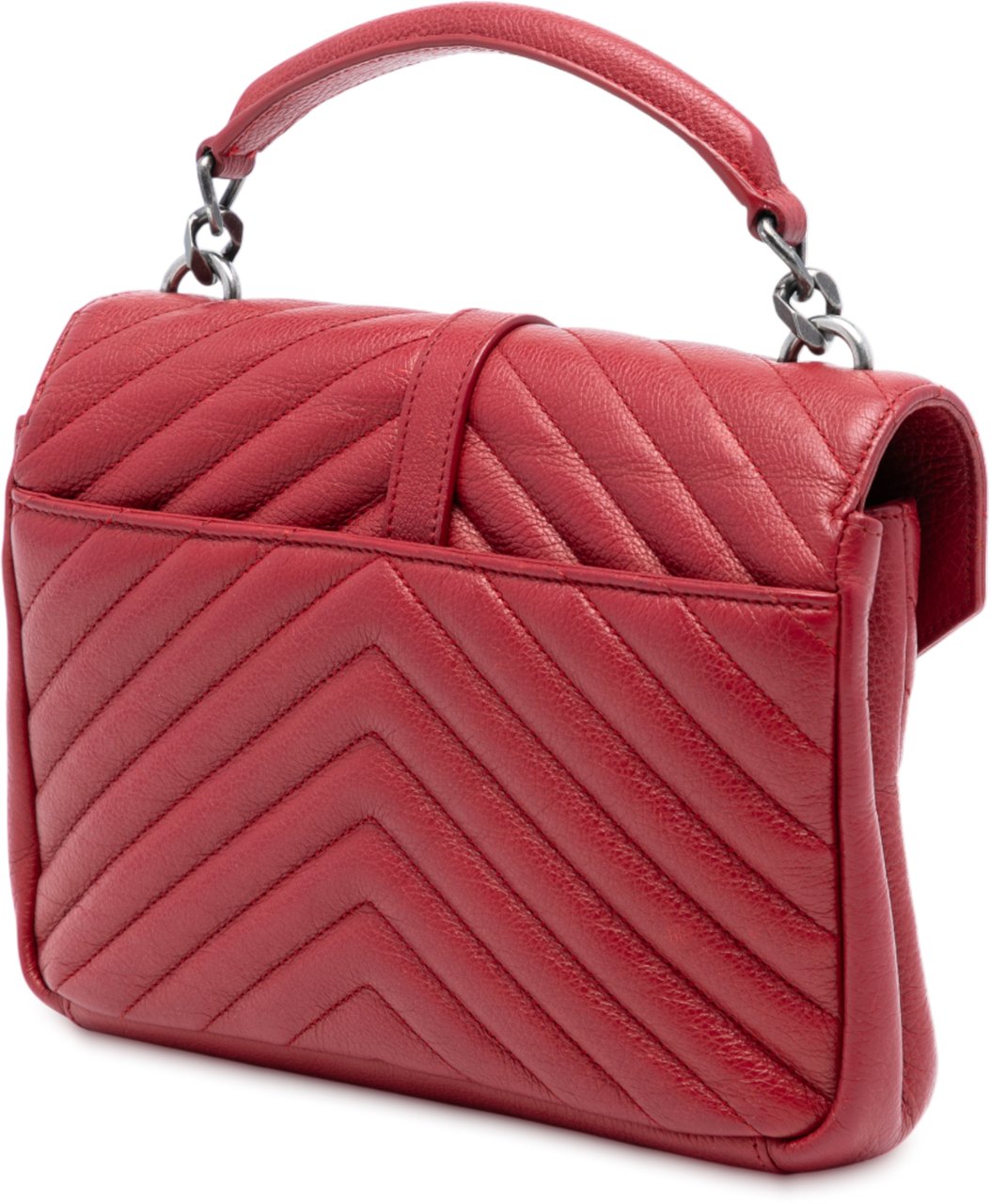 Saint Laurent Medium Chevron Sheepskin Monogram College Satchel Rood