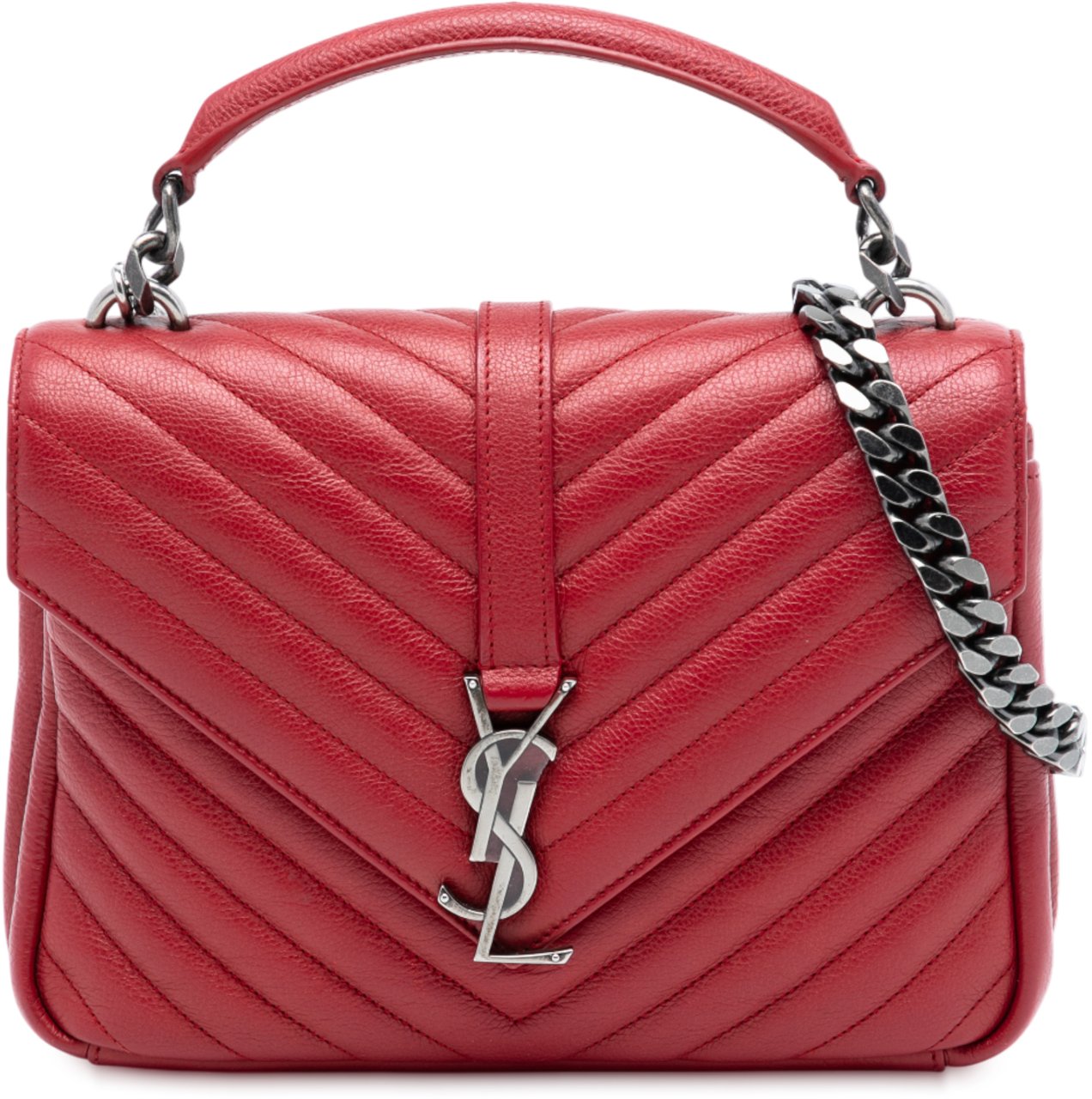 Saint Laurent Medium Chevron Sheepskin Monogram College Satchel Rood