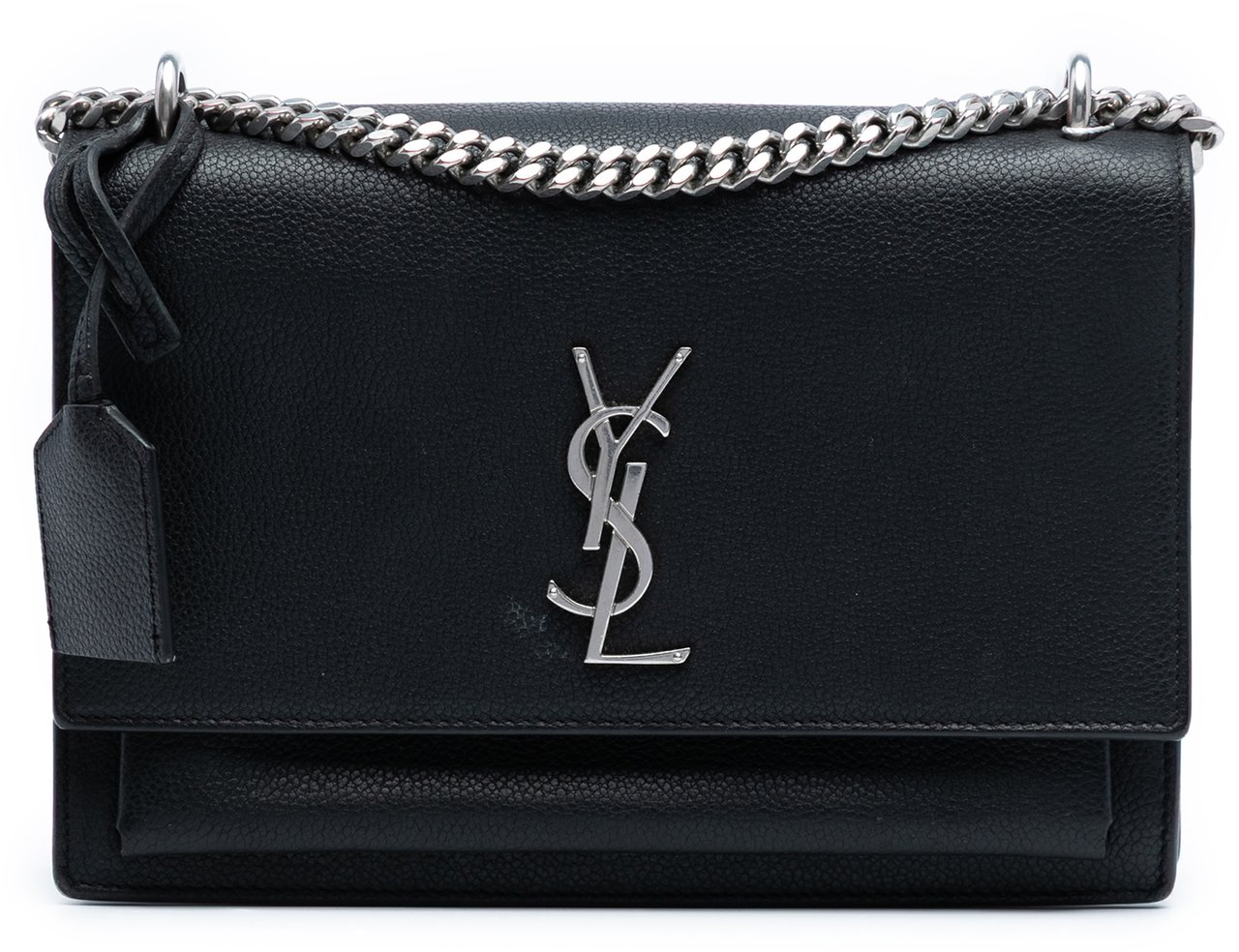 Saint Laurent Medium Grained Calfskin Monogram Sunset Crossbody Zwart