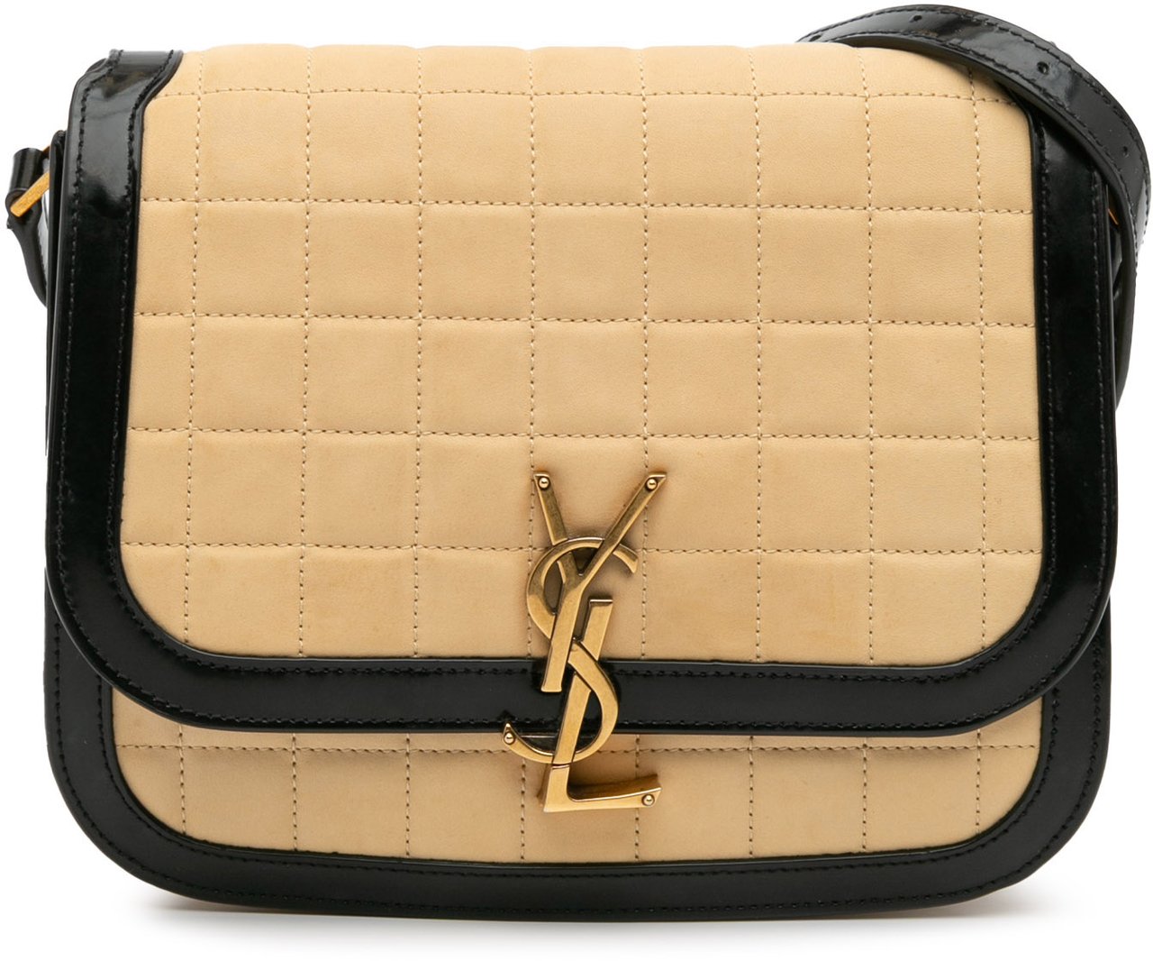 Saint Laurent Medium Quilted Suede Monogram Solferino Crossbody Bruin